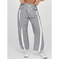 thumbnail image 2 of Lentta Womens Baggy Wide Leg Pants Casual Drawstring Elastic Waist Contrast Color Workout Y2K Track Sweatpants, 2 of 7