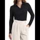 thumbnail image 3 of Camisas de Mujer de Larga, Informales, de Negocios, con Cuello en V, Suéter de Punto Acanalado, Blusas Ajustadas. Negro XL, 3 of 5