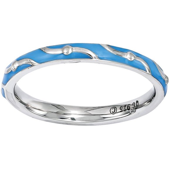 Sterling Silver Blue Enamel Ring