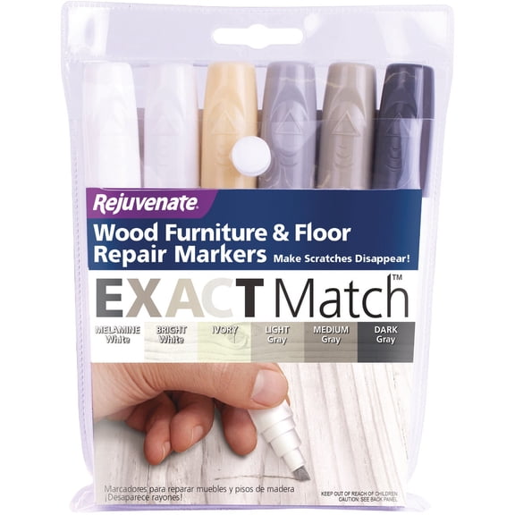 Rejuvenate 1005751 Exact Match Gray & White Wood Furniture & Floor Repair Markers - Pack of 6
