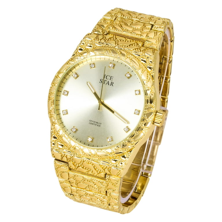 Ice Star Men's Luxury 45mm Nugget Watch with Diamond Accent Dial