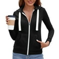 thumbnail image 6 of asdoklhq Women Workout Tops Women's Solid Color Long Sleeve Casual Zipper Tops Blouse with Pocket Sweatshirt Jackets Black 2X, 6 of 6