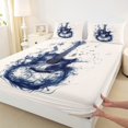 thumbnail image 3 of Homewish Vintage Guitar Twin Sheet Sets for Men, Musical Instruments Twin Fitted Sheet, Rock and Roll Music Flat Sheet, Microfiber Bedroom Decor, 3 Pieces, 3 of 7