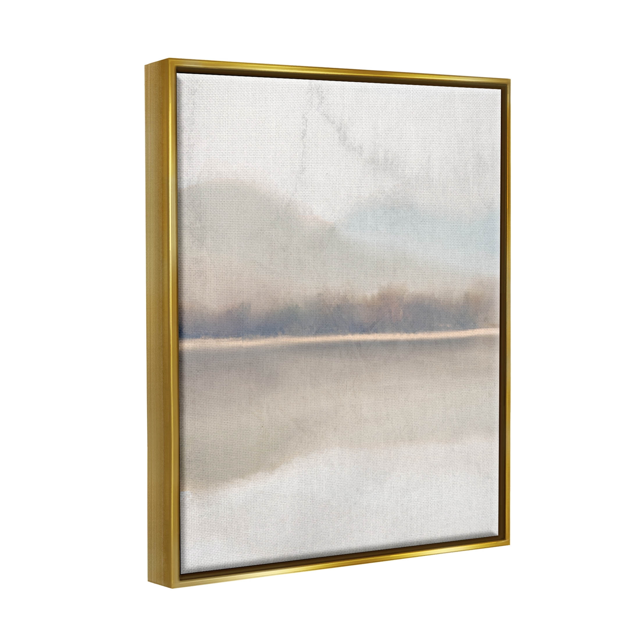 Stupell Industries Distant Foggy Land Lake Scenery Graphic Art Metallic Gold Floating Framed Canvas Print Wall Art, Design by Kim Allen