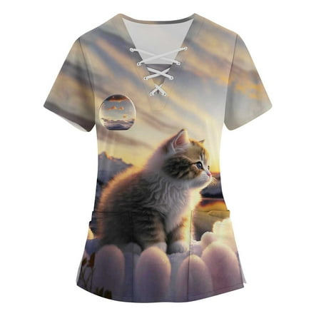 

Fragarn Women s Performance V-Neck Medical Scrub Stretch Tops Khaki 4XL