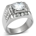 thumbnail image 1 of Men High Polished Stainless Steel Ring with AAA Grade CZ in Clear - Size 11, 1 of 1