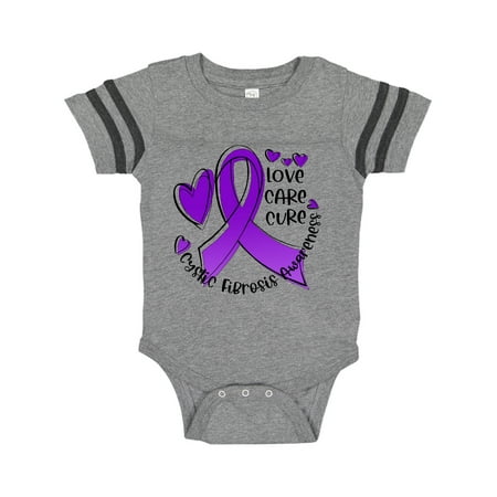 

Inktastic Love Care Cure Cystic Fibrosis Awareness Purple Ribbon Gift Baby Boy or Baby Girl Bodysuit