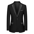 thumbnail image 2 of Beauty-Emily Men's Rhinestone Peak Lapel Blazer – One-Button Luxury Tuxedo Jacket for Wedding, Prom & Party, 2 of 9