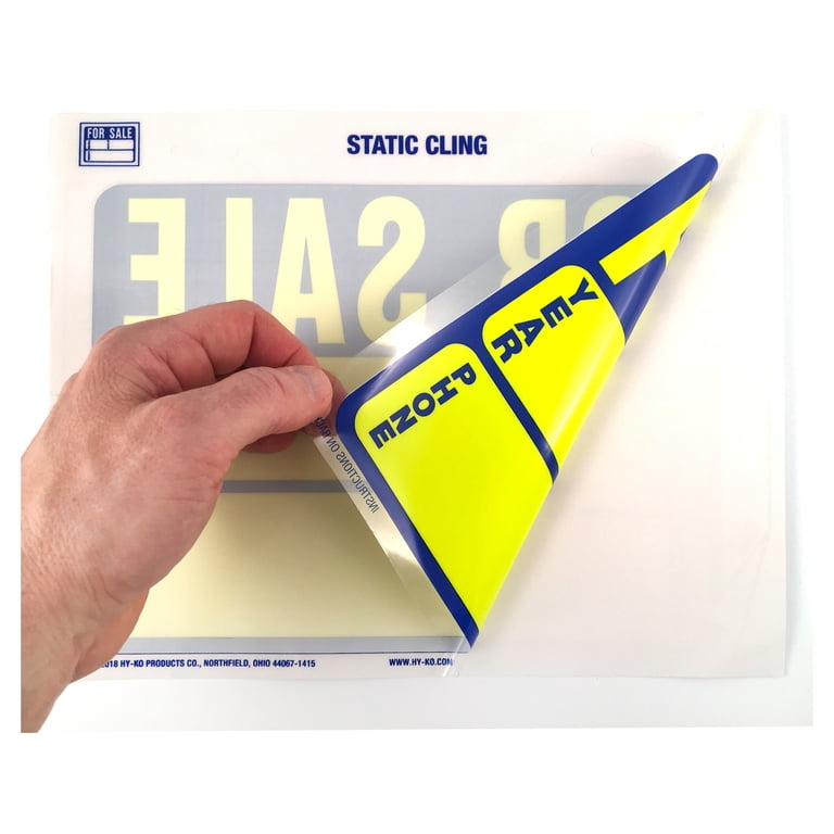 Hy-Ko 9” x 12” Auto for Sale Static Yellow Cling Sign, Vinyl Peel
