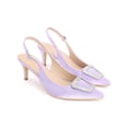 thumbnail image 3 of BLISSFUL STEP Slingback Stiletto Heels Sandal Rhinestone Buckle Pointed Toe Pumps for Women Purple (Size 9.5), 3 of 7