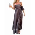 thumbnail image 2 of Women's Spaghetti Strap All over Striped High Waist Flowy A-Line Maxi Casual Dress Navy Blue XXL, 2 of 10