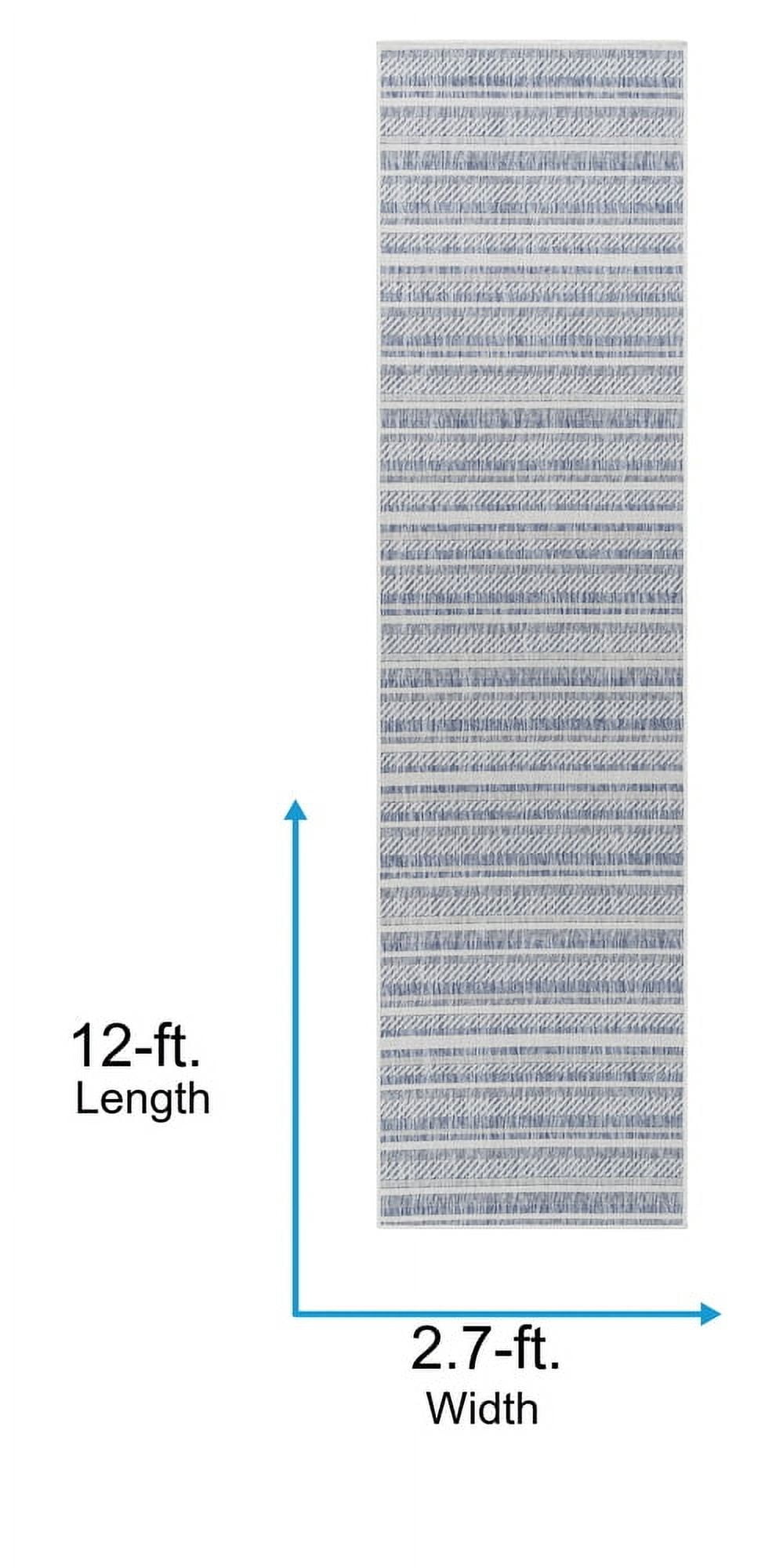 Livabliss Outdoor Rugs, 3x12 Eagean Global Navy Runner Area Rug for Patio, Porch, Deck, Backyard, Waterproof Indoor Outdoor Carpet (2'7" x 12' Runner)