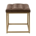 thumbnail image 5 of 7th Haven Inc. WOVENBYRD 24" Button Tufted Metal Ottoman Black Faux Leather, 5 of 5
