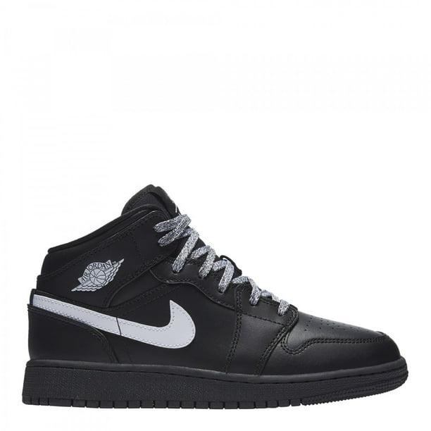 Nike 554725-049: Boys Air Jordan 1 Mid Black/White-Black Sneakers (5.5 US Big Kid) - Walmart.com