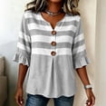 thumbnail image 4 of Sentmoon Womens Fall Top 3/4 Sleeve V Neck Women's Sweatshirts Solid Color Button Down Regular Fit Casual Blouses for Women Casual for Travel S-2XL, 4 of 6