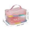 thumbnail image 2 of 1 Pc Women Portable Square Makeup Bag for Vacation Camping Business Travel Pink, 2 of 4