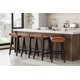 thumbnail image 5 of Set de 4 Taburetes Altos de Bar Modernos – Madera Maciza con Asiento Tapizado en Cuero PU – Diseño Industrial para Isla de Cocina, Barra o Comedor – Color Marrón (Altura 75cm, 4 Unidades), 5 of 6