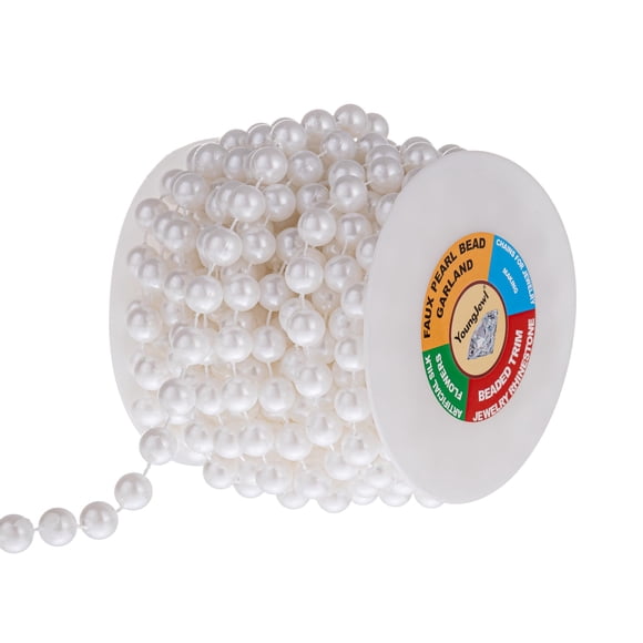 Cinta decorativa YoungJewl, guirnalda de perlas blancas de 10 mm, 8 m