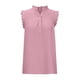 thumbnail image 5 of Luxtrada - Camiseta sin mangas para mujer, elegante, informal, fruncida, holgada, con botones, cuello alto, color liso, con volantes, talla grande, blusa de verano (rosa, M), 5 of 6