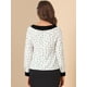 thumbnail image 5 of Camisa de manga larga con botones y cuello en contraste estampado de corazones para mujer Allegra K Blanco S, 5 of 6