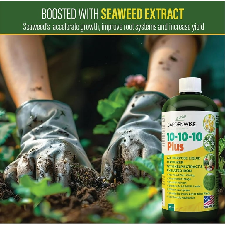 GardenWise 10-10-10 Liquid Fertilizer, Seaweed Kelp, Chelated Iron