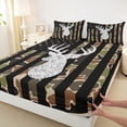 thumbnail image 3 of Homewish Jungle Reindeer Print Twin Sheet Sets, Camouflage American Flag Twin Fitted Sheet, Rustic Hunting Flat Sheet, Microfiber Bedroom Decor, 3-Piece, 3 of 7