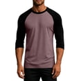 thumbnail image 2 of Men's 3/4 Sleeve Shirts Crew Neck Baseball T Shirts Moisture Wicking Athletic Tops Soft Cotton Blend Casual Sports T-Shirt for Daily Wear Pink XXXL, 2 of 6