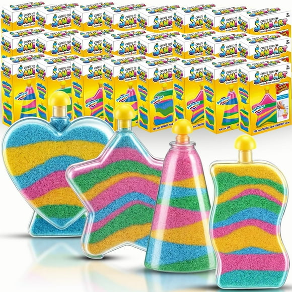 Liberty Imports Sand Art Kits for Kids - Create Your Own Colored Sand Art, Includes Bottles, Funnels, Sticks, Bags of Sand for Arts and Cr