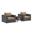 thumbnail image 2 of Modway Convene 3 Piece Set Outdoor Patio with Fire Pit in Espresso Mocha, 2 of 8