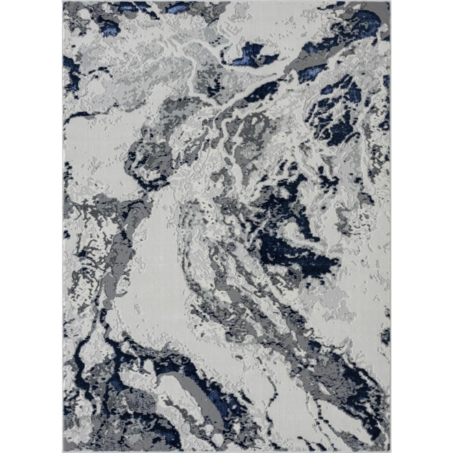 Luxe Weavers Abstract Marble Blue 4x5 Area Rug for Living Room and Bedroom