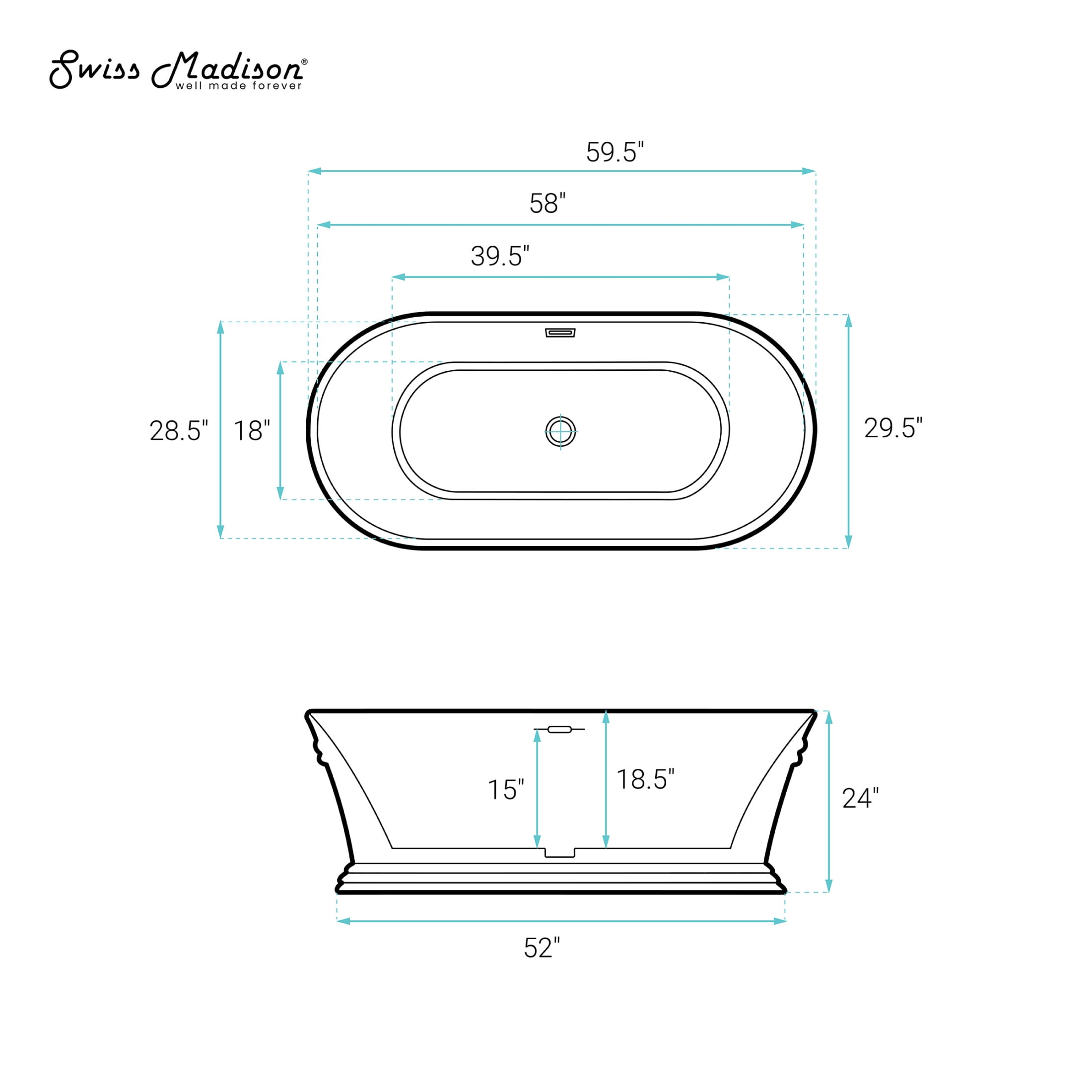 Santorini 60" Freestanding Tub