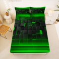 thumbnail image 5 of jejeloiu Grid Geometric Design Full Size Sheets For Kids,Green Neon Striped Check Bed Sheets For Boy,4pcs, 5 of 6