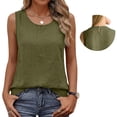thumbnail image 6 of Cotton Linen Tank Tops for Women 2026 Summer Casual Comfy Sleeveless Linen Shirts Loose Lightweight Gauze Cami Army Green XL, 6 of 6