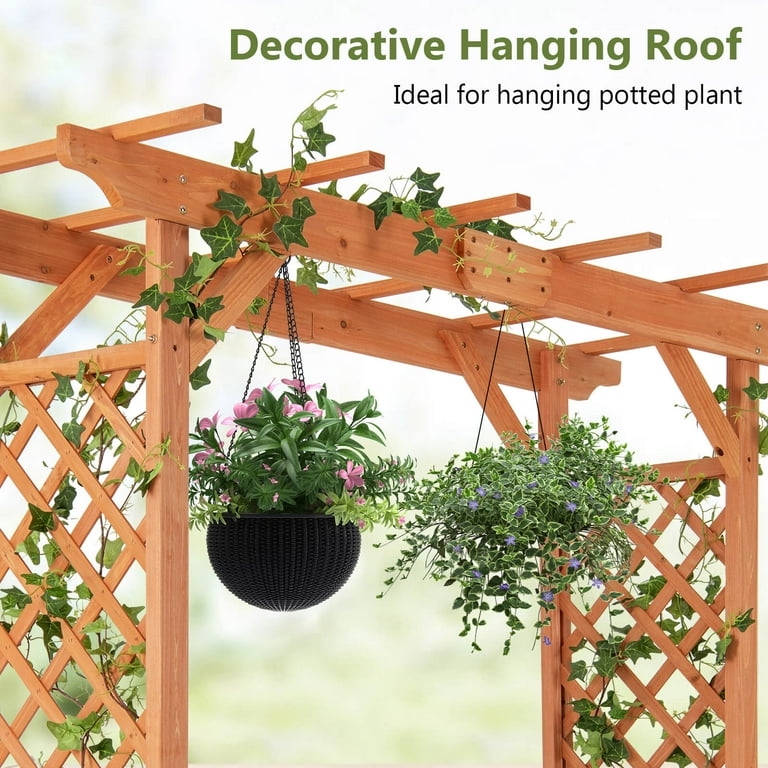 GIRUVI 「Grow on the Wall」Gracilius Costway Wooden Garden Arbor 7FT High Outdoor Trellis Patio