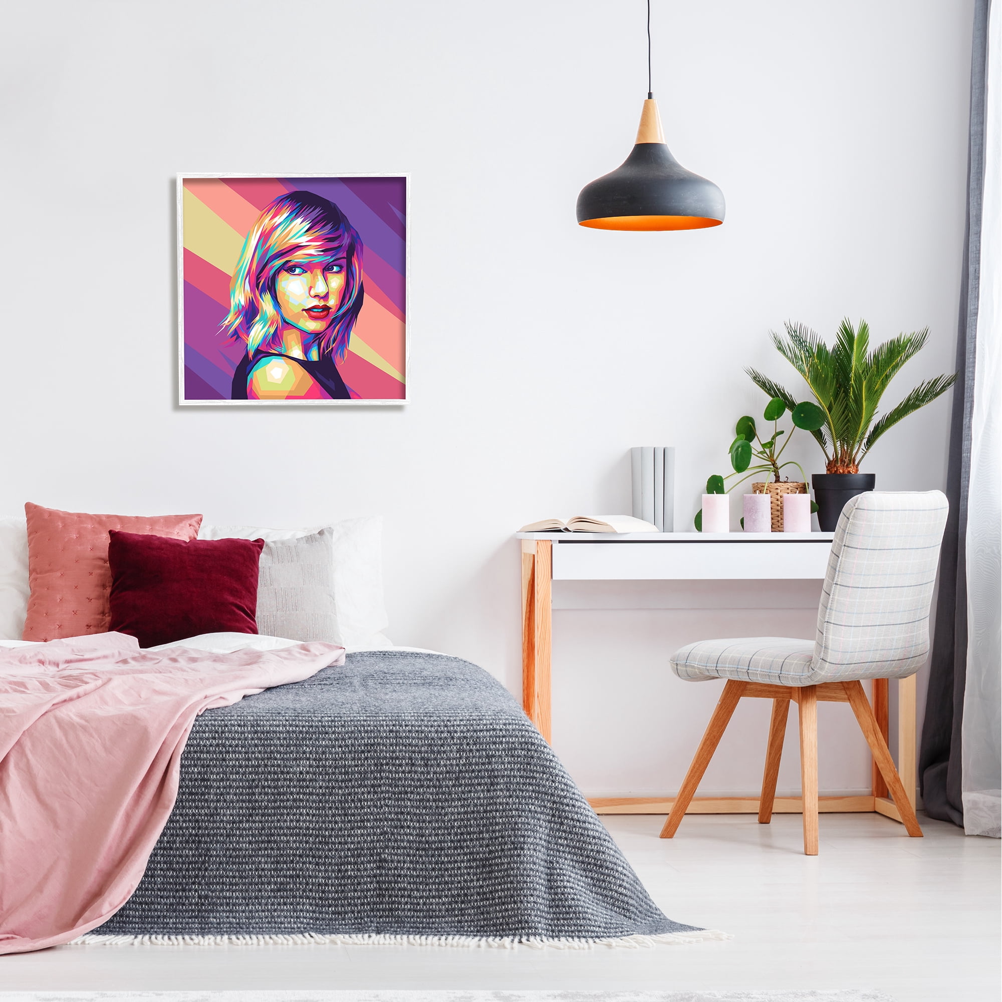 Stupell Industries Abstract Geometric Taylor Abstract Painting White Framed Art Print Wall Art, 24 x 24
