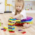 thumbnail image 4 of Juego de apilamiento de colores, bloques de construcción de madera, juegos de mesa de torre para niños y adultos, 54 piezas (juego de apilamiento de colores), 4 of 5
