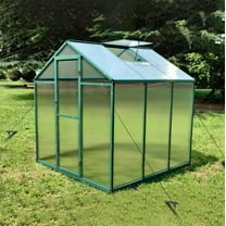 CoSoTower Gain Height Windproofaluminum Greenhouse 6X6 FT Polycarbonate Greenhouse Raised Base and Anchor Aluminum Heavy Duty Walk-In Greenhouses for Outdoor Backyard in All Season