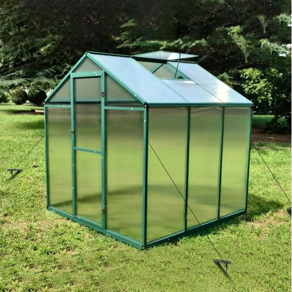 CoSoTower Gain Height Windproofaluminum Greenhouse 6X6 FT Polycarbonate Greenhouse Raised Base and Anchor Aluminum Heavy Duty Walk-In Greenhouses for Outdoor Backyard in All Season