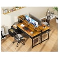 thumbnail image 2 of Computer Desk with 4 Drawers, 55 Inch Office Desk with Printer Shelf & Built-in Power Outlet, Work Desk with Monitor Shelf for Home Small Spaces, Rustic Brown, 2 of 8