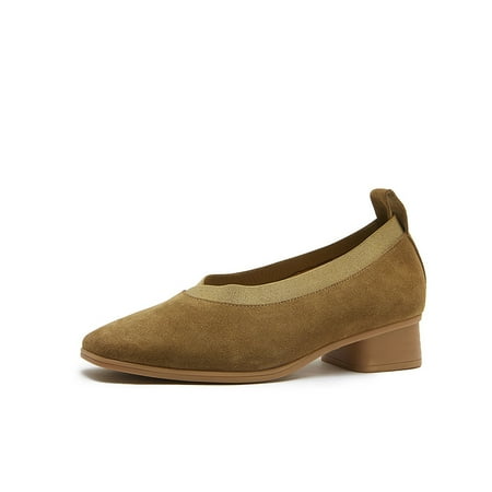 

Platinum Disi giant soft ballet shoes frosted cow suede chunky heel peas shoes ugly cute elastic mouth small shoes single-layer shoes for women