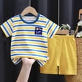 thumbnail image 2 of NOLDARES Toddler Baby Boy Summer Outfit Kids Cotton Printed Clothes Casual Short Sleeve Shirt Pants Set Blazer,3-4 Y, 2 of 4