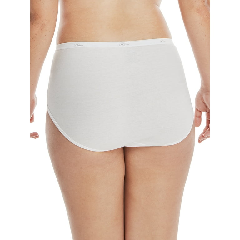 Hanes Just My Size Women's Cotton Brief Underwear, White, 6-Pack
