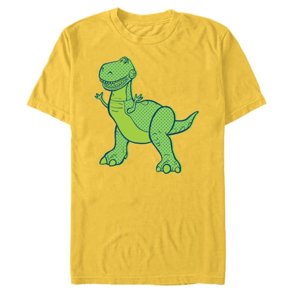 Disney Pixar Toy Story 4 Rex Halftone T-Shirt- Short Sleeve Blended T-Shirt for Adults - Customized-Yellow