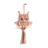Owl Macrame Tapestry Woven Wall Hanging Pendant Ornament Woven Bohemian Tapestry Creamy White