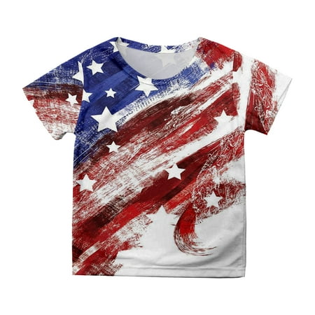 

Shirts for Teen Kids Boys Girls Short Sleeve Independence Day Prints T Shirt Child Tops Skin-Friendly T Shirts for Boys Baby Girl Clothes