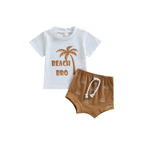 Bagilaanoe 2pcs Newborn Baby Boy Short Pants Set Print Short Sleeve T-Shirt Tops   Shorts 6M 12M 18M 24M Infant Casual Summer Outfits
