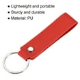 thumbnail image 4 of Uxcell Circle Keyring PU Ornament Key-Holder Lanyard Leather Keychain, Red, 4 of 5