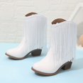 thumbnail image 2 of Hjtefg Girls Western Cowboy Boots - Leather Ankle Booties with Tassels, Classic Solid Color Fashion Footwear for Cool Weather,Color: 4-White Size: 10-10.5 Years, 2 of 7