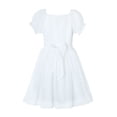 thumbnail image 4 of HILEELANG Girls White Swiss Dot Puff Sleeve Polyester Dress 8-9Y Big Girls, 4 of 12