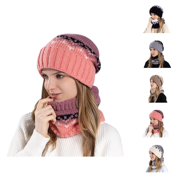 Women Knit Hat Neck Warmer Set - Warm Ear Flap Beanie And Scarf Combo, Windproof Stocking Stuffers, Winter Gifts For Girls Teen Girls